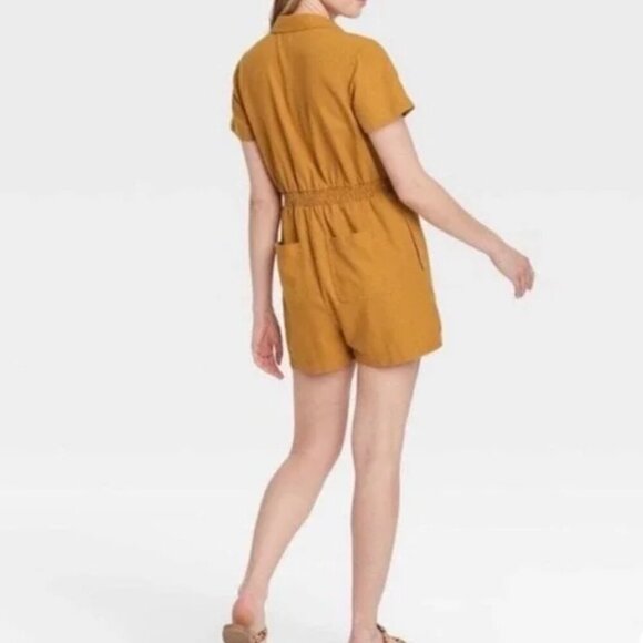 Universal Thread Rust Linen Blend Romper XS​​ - Picture 2 of 9